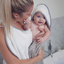 Load image into Gallery viewer, grey stars Cuddledry handsfree baby apron bath towel